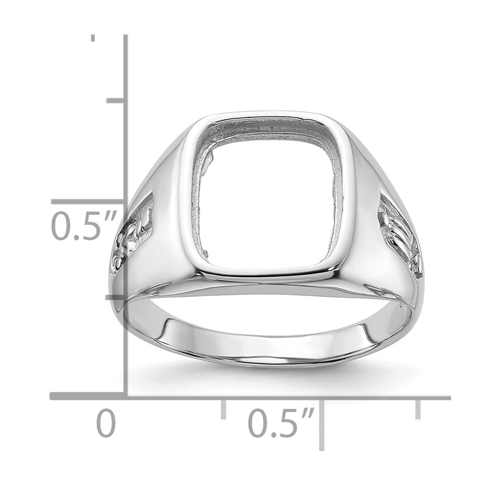 14k White Gold Men's Polished and Grooved Masonic Ring Mounting