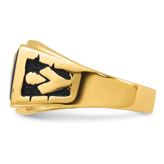 14k Men's Polished and Textured Masonic Ring Mounting