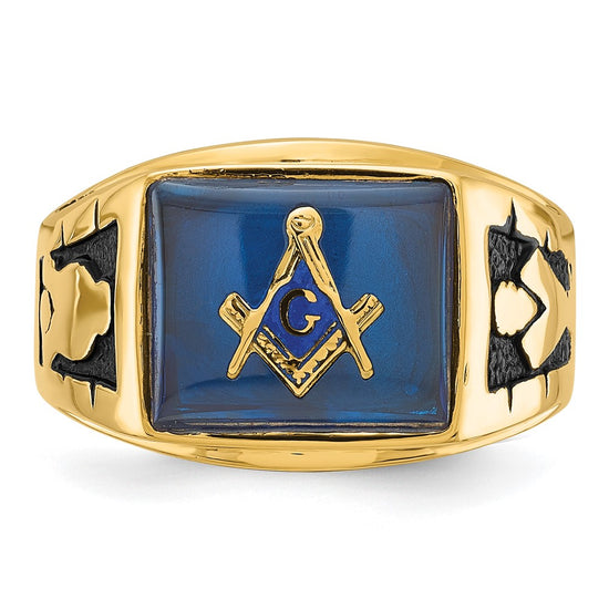 14k Men's Polished and Textured Masonic Ring Mounting