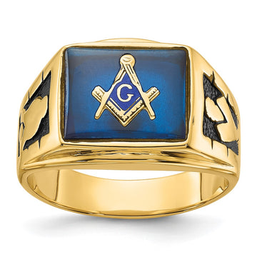14k Men's Polished and Textured Masonic Ring Mounting