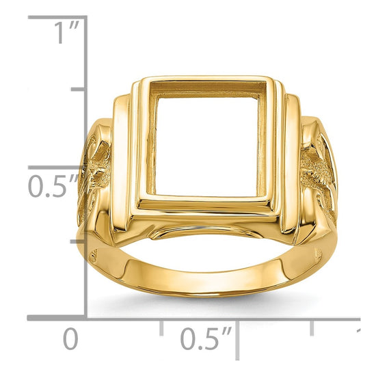 14k Men's Polished and Textured Masonic Ring Mounting
