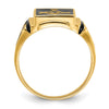 14k Mens Polished and Textured with Black Enamel Masonic Ring