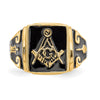 14k Mens Polished and Textured with Black Enamel Masonic Ring