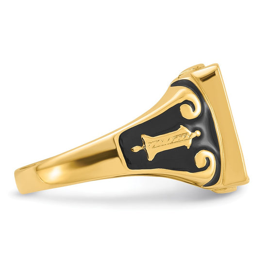 14k Men's Polished and Textured (No Enamel) Masonic Ring