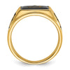 14k Mens Polished and Textured with Black Enamel and Onyx Masonic Ring