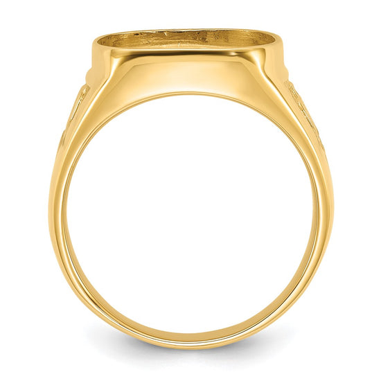14k Men's Polished and Textured Masonic Ring Mounting