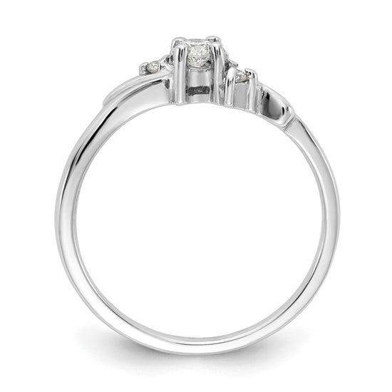 14k White Gold Polished AA Diamond ring