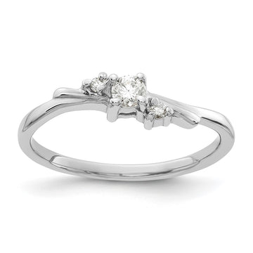 14k White Gold Polished AA Diamond ring
