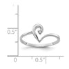 14k White Gold Polished AA Diamond heart ring