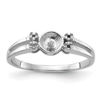 14k White Gold Polished Diamond & Pearl Ring Mounting