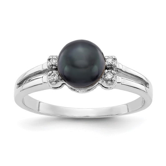 Gold Polished Freshwater Pearl and Diamond Rings
