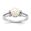 Gold Polished Freshwater Pearl and Diamond Rings