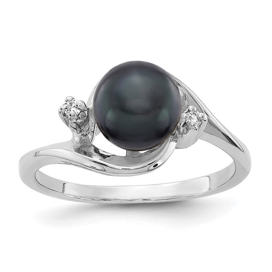 Gold Polished Freshwater Pearl and Diamond Rings