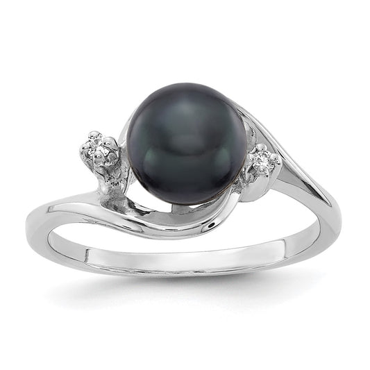 Gold Polished Freshwater Pearl and Diamond Rings