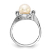 Gold Polished Freshwater Pearl and Diamond Rings