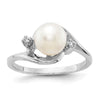 Gold Polished Freshwater Pearl and Diamond Rings