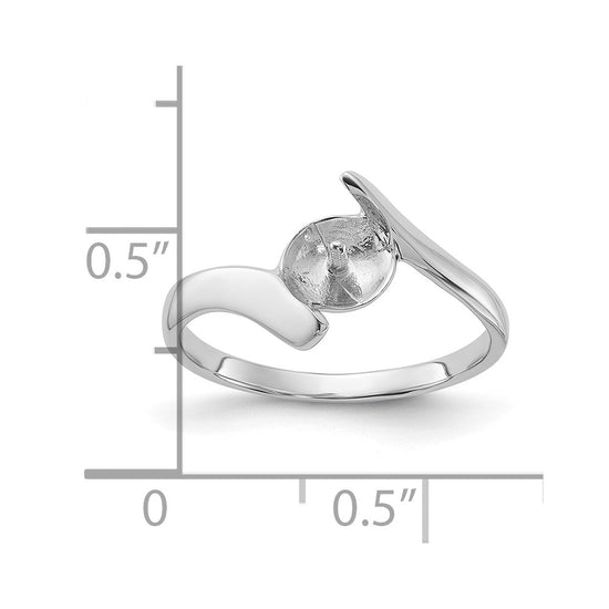 14k White Gold Polished Pearl Ring Mounting