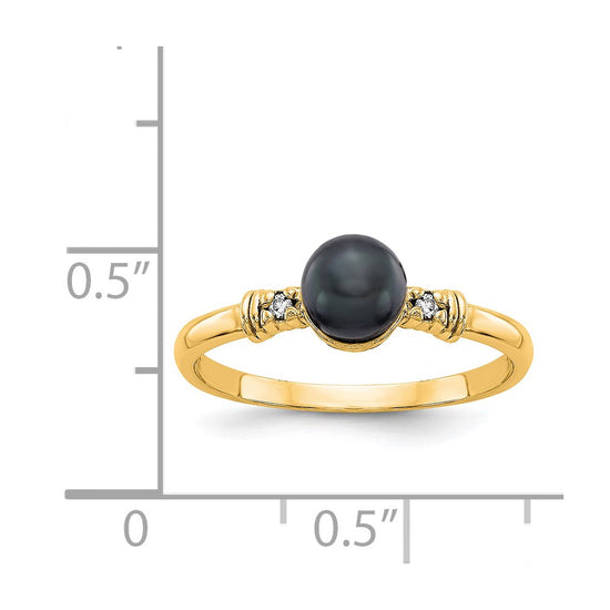 Gold Polished Freshwater Pearl and Diamond Rings