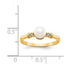 Gold Polished Freshwater Pearl and Diamond Rings