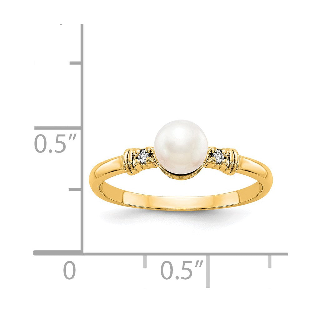 Gold Polished Freshwater Pearl and Diamond Rings