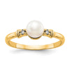 Gold Polished Freshwater Pearl and Diamond Rings