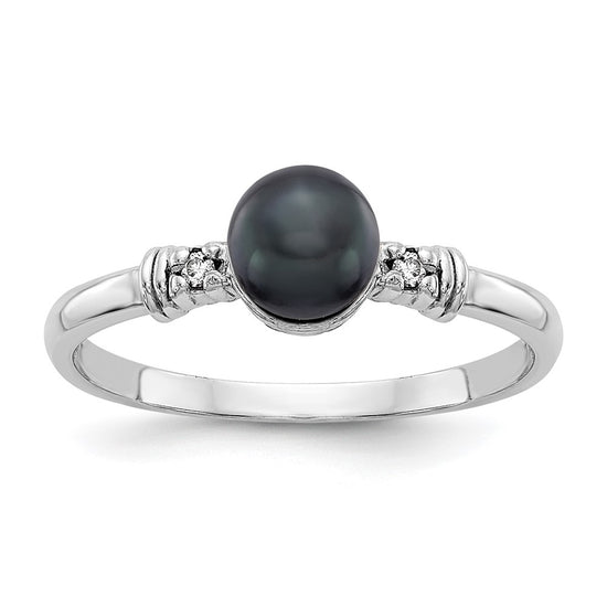 Gold Polished Freshwater Pearl and Diamond Rings