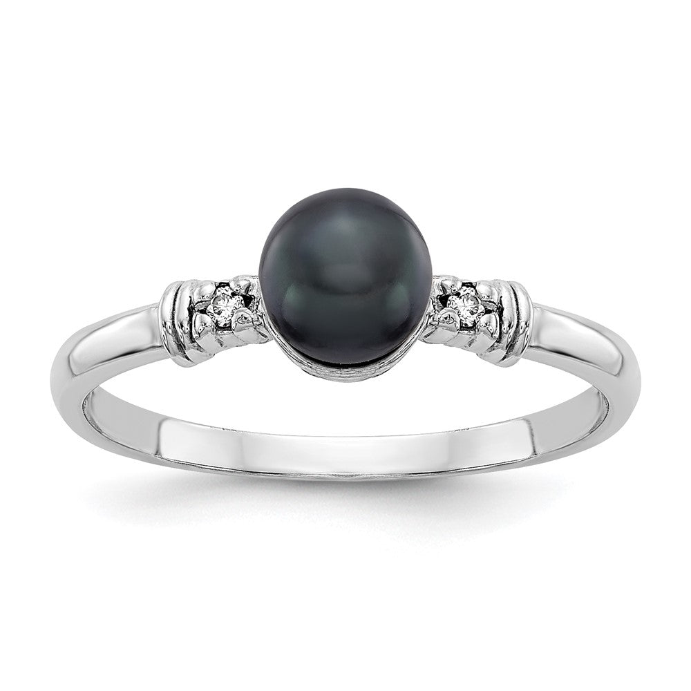 Gold Polished Freshwater Pearl and Diamond Rings