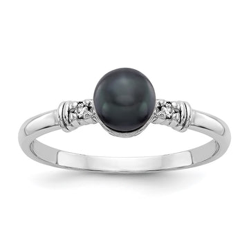Gold Polished Freshwater Pearl and Diamond Rings