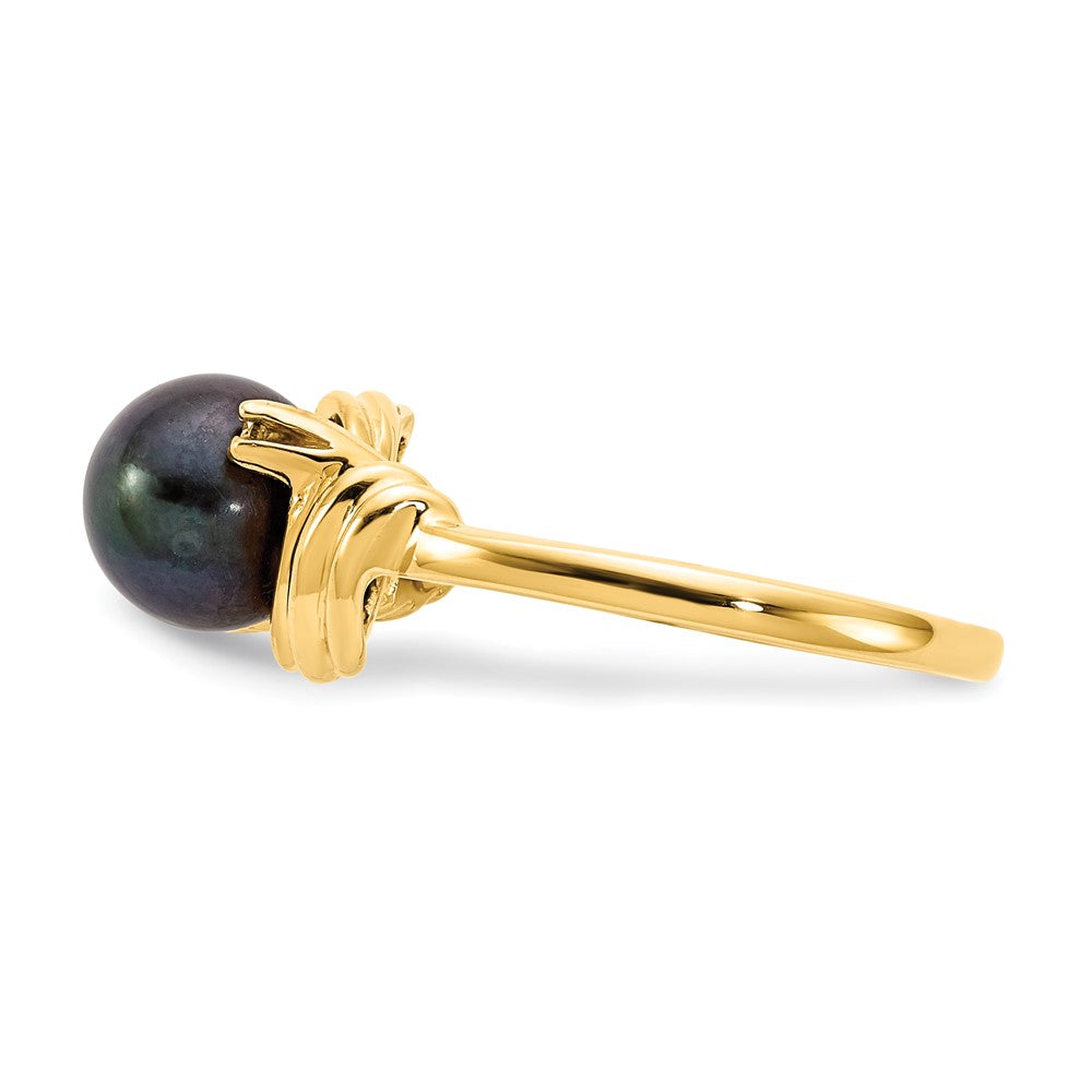 Gold Polished Freshwater Pearl and Diamond Rings