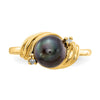 Gold Polished Freshwater Pearl and Diamond Rings