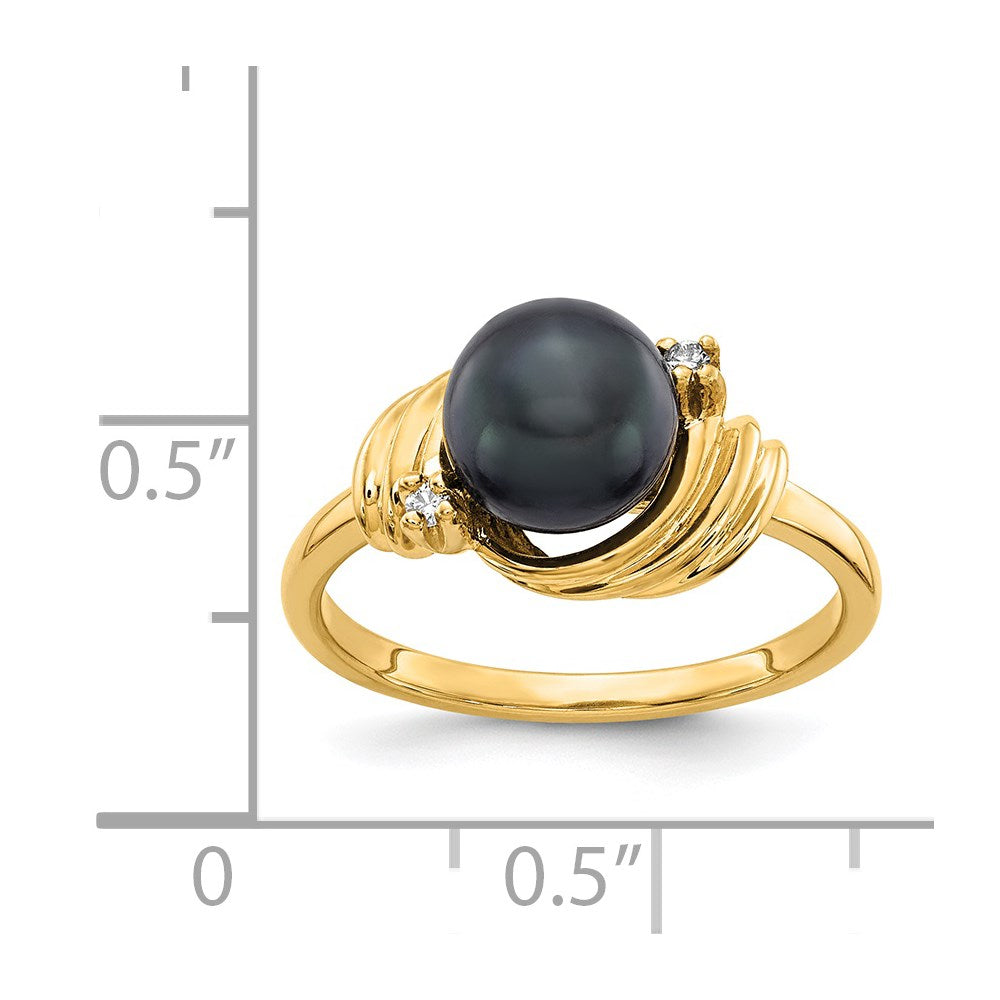 Gold Polished Freshwater Pearl and Diamond Rings