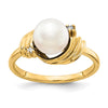 Gold Polished Freshwater Pearl and Diamond Rings