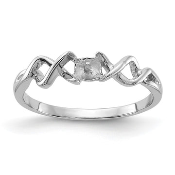 14k White Gold Polished Pearl Twisted Ring Mounting