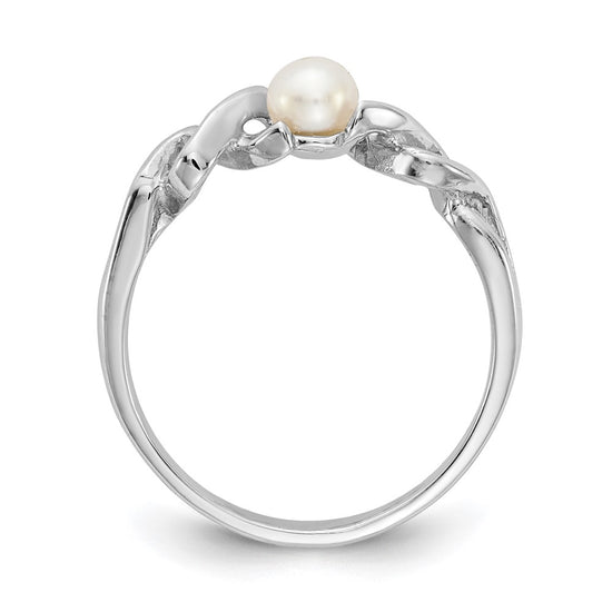 14k White Gold 4mm FW Cultured Pearl ring