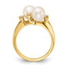 Gold Polished Freshwater Pearl and Diamond Rings