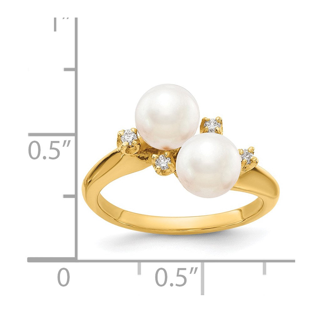 Gold Polished Freshwater Pearl and Diamond Rings