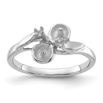14k White Gold Polished Diamond & Pearl Ring Mounting