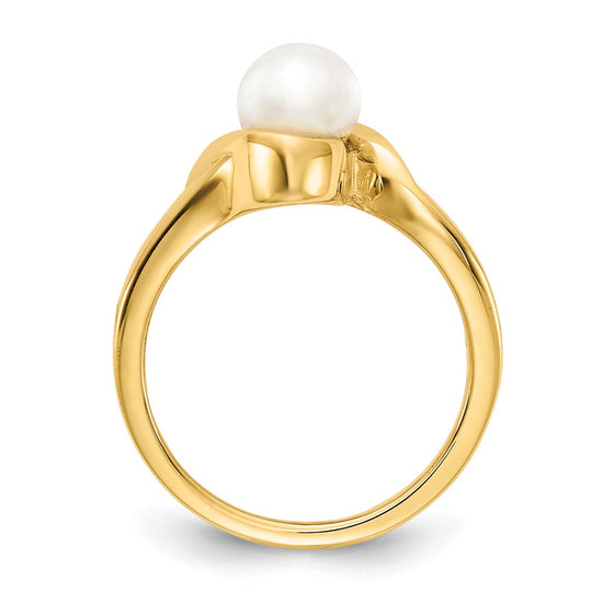 Gold Polished Freshwater Pearl Rings