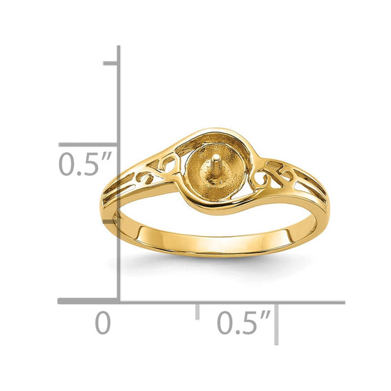 14k Polished Pearl Filigree Ring Mounting