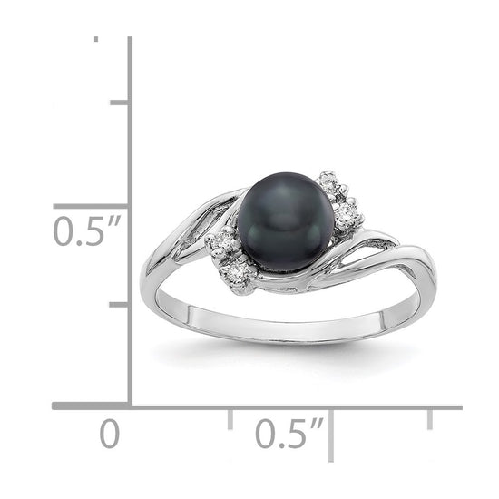 Gold Polished Freshwater Pearl and Diamond Rings