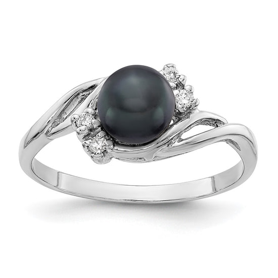 Gold Polished Freshwater Pearl and Diamond Rings