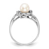 Gold Polished Freshwater Pearl and Diamond Rings