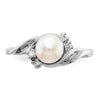 Gold Polished Freshwater Pearl and Diamond Rings