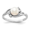 Gold Polished Freshwater Pearl and Diamond Rings