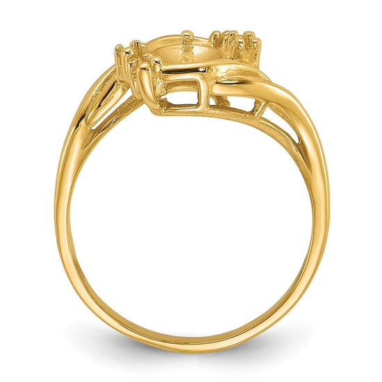 14k Yellow Gold Polished .06ct. Diamond & Pearl Ring Mounting