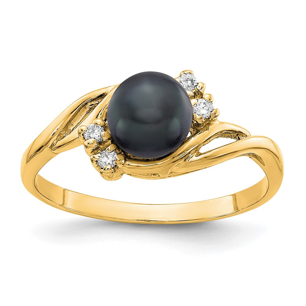 Gold Polished Freshwater Pearl and Diamond Rings