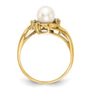 Gold Polished Freshwater Pearl and Diamond Rings