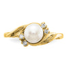 Gold Polished Freshwater Pearl and Diamond Rings