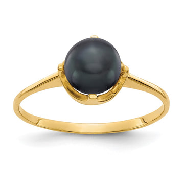 Gold Polished Freshwater Pearl and Diamond Rings