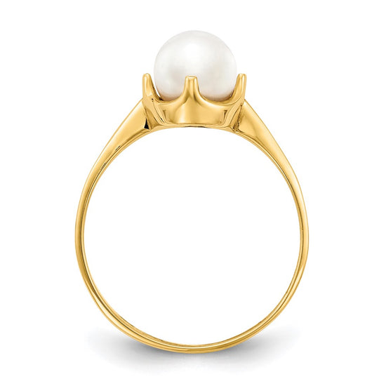 Gold Polished Freshwater Pearl and Diamond Rings